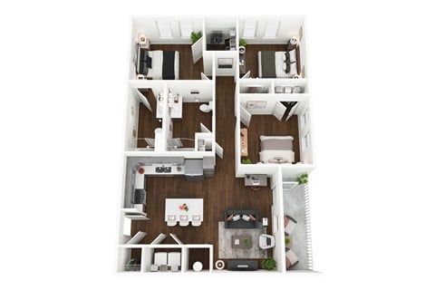 Floor plan for 3 beds, 2 baths